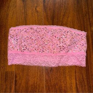 NWT Victoria’s Secret PINK Sequin Lace Bandeau Bralette Size Large Y2K Festival